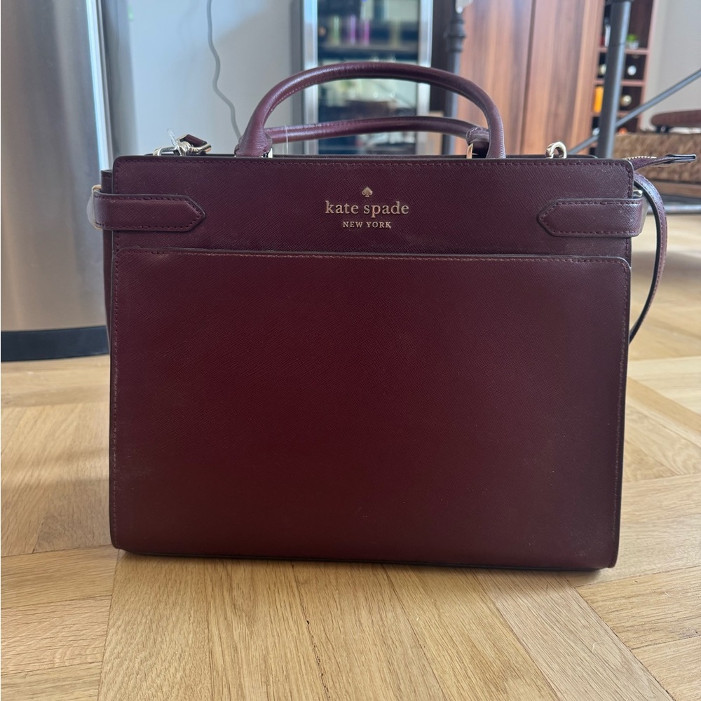 Kate Spade Burgundy Leather Tote Bag
